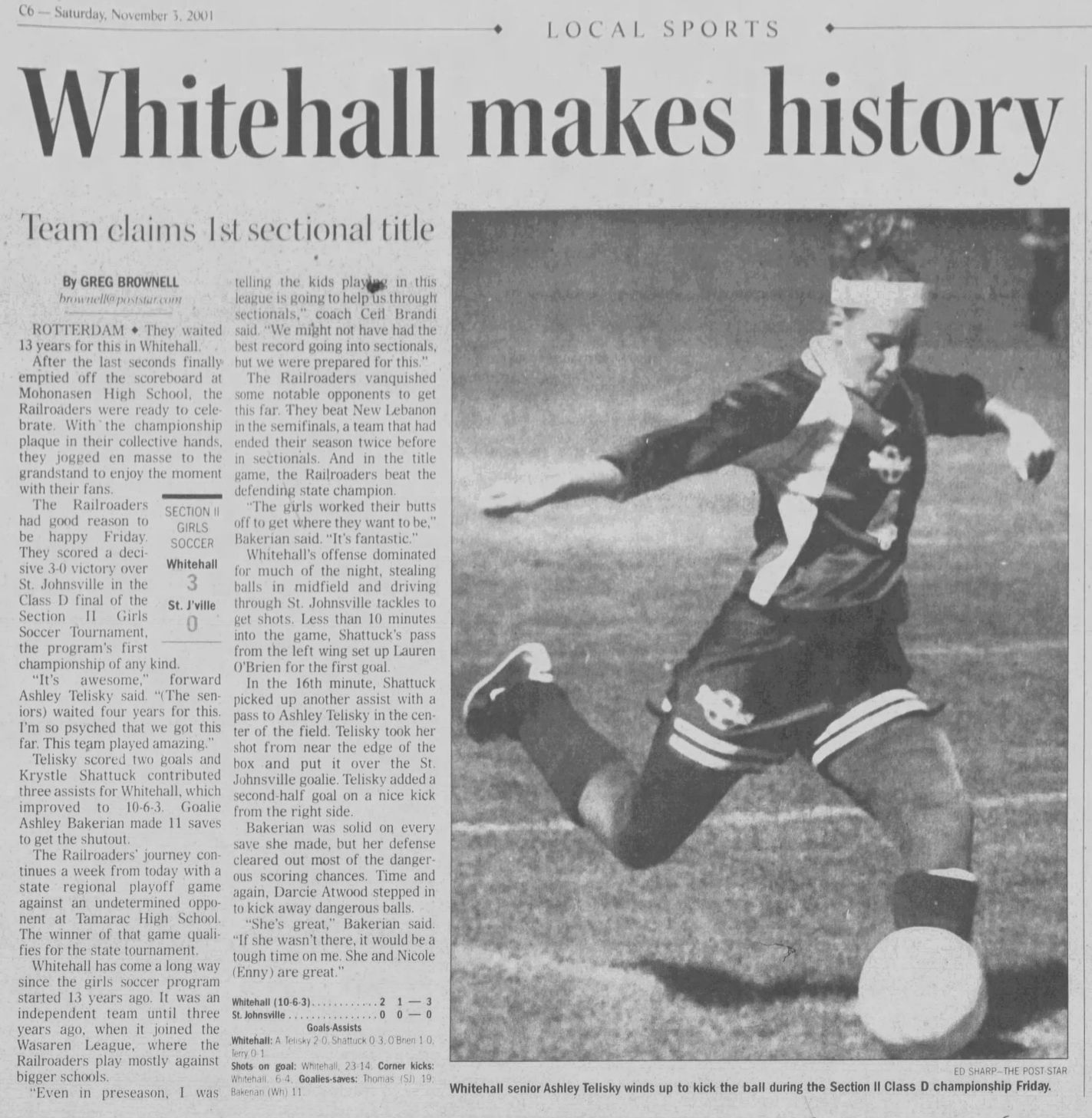 2001 Whitehall girls soccer